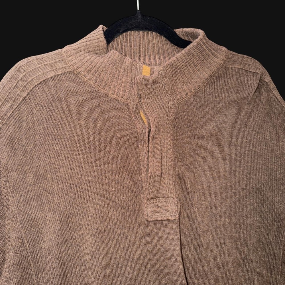 Alex Cannon Men's XL Brown 100% Cotton Quarter Zip Mock Neck Sweater - Picture 2 of 4